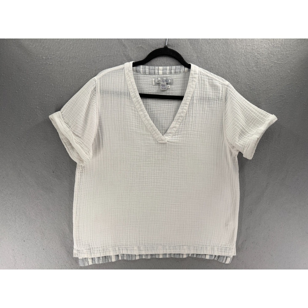 Carbon 2 Cobalt Top Womens M Gauze Coastal Crinkle Boxy Beachy Minimalist Resort